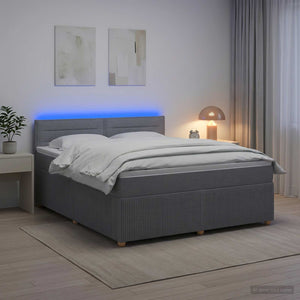 Κρεβάτι box spring με στρώμα Ανοιχτό γκρι 180 x 200 cm Ύφασμα - Pakobazaar