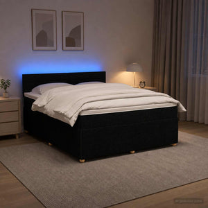 Κρεβάτι box spring με στρώμα Μαύρο 160 x 200 cm Ύφασμα - Pakobazaar