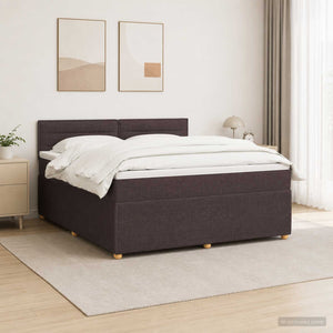 Κρεβάτι box spring με στρώμα Σκούρο Καφέ 160 x 200 cm Ύφασμα - Pakobazaar