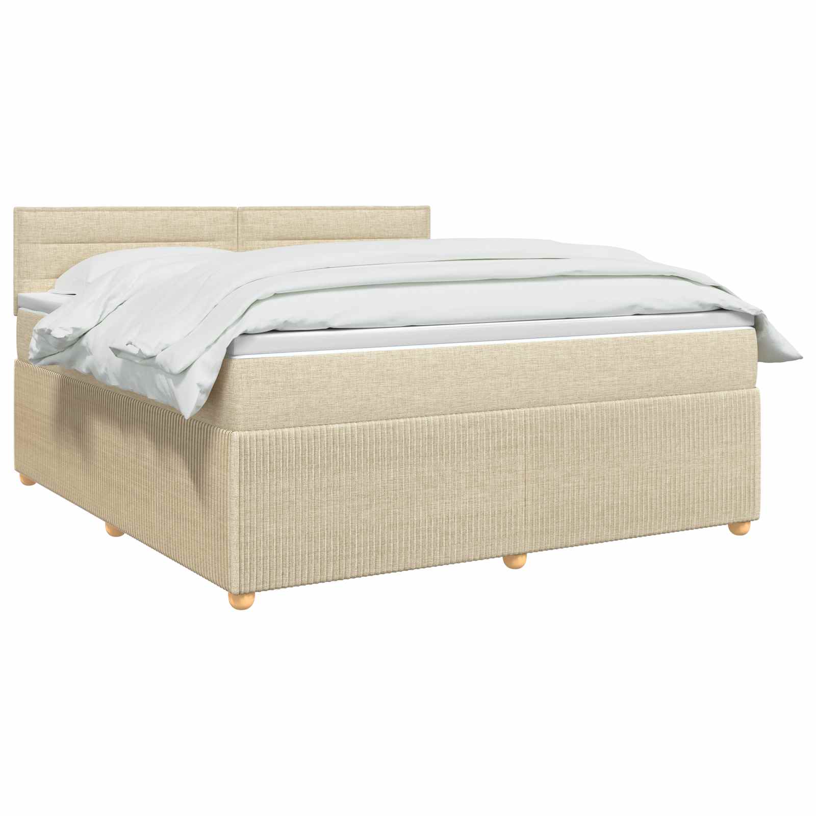 Κρεβάτι box spring με στρώμα Κρεμ 180 x 200 cm Ύφασμα - Pakobazaar