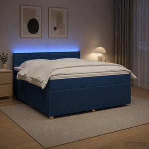 Κρεβάτι box spring με στρώμα Μπλε 160 x 200 cm Ύφασμα