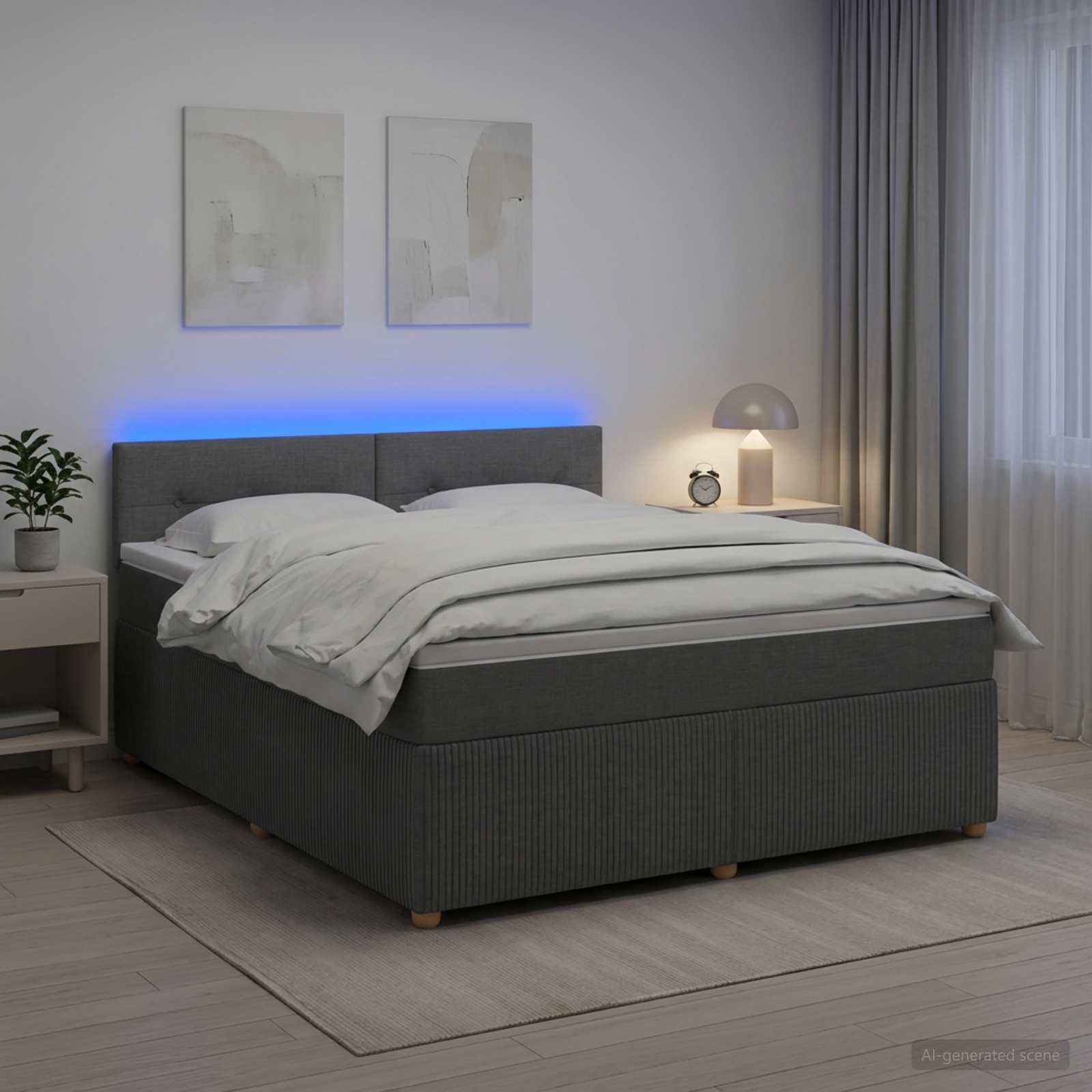 Κρεβάτι box spring με στρώμα Σκούρο Γκρι 180 x 200 cm Ύφασμα - Pakobazaar