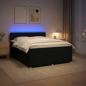 Κρεβάτι box spring με στρώμα Μαύρο 140 x 200 cm Ύφασμα - Pakobazaar