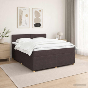 Κρεβάτι box spring με στρώμα Σκούρο Καφέ 180 x 200 cm Ύφασμα - Pakobazaar