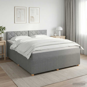 Κρεβάτι box spring με στρώμα Ανοιχτό γκρι 140 x 200 cm Ύφασμα - Pakobazaar