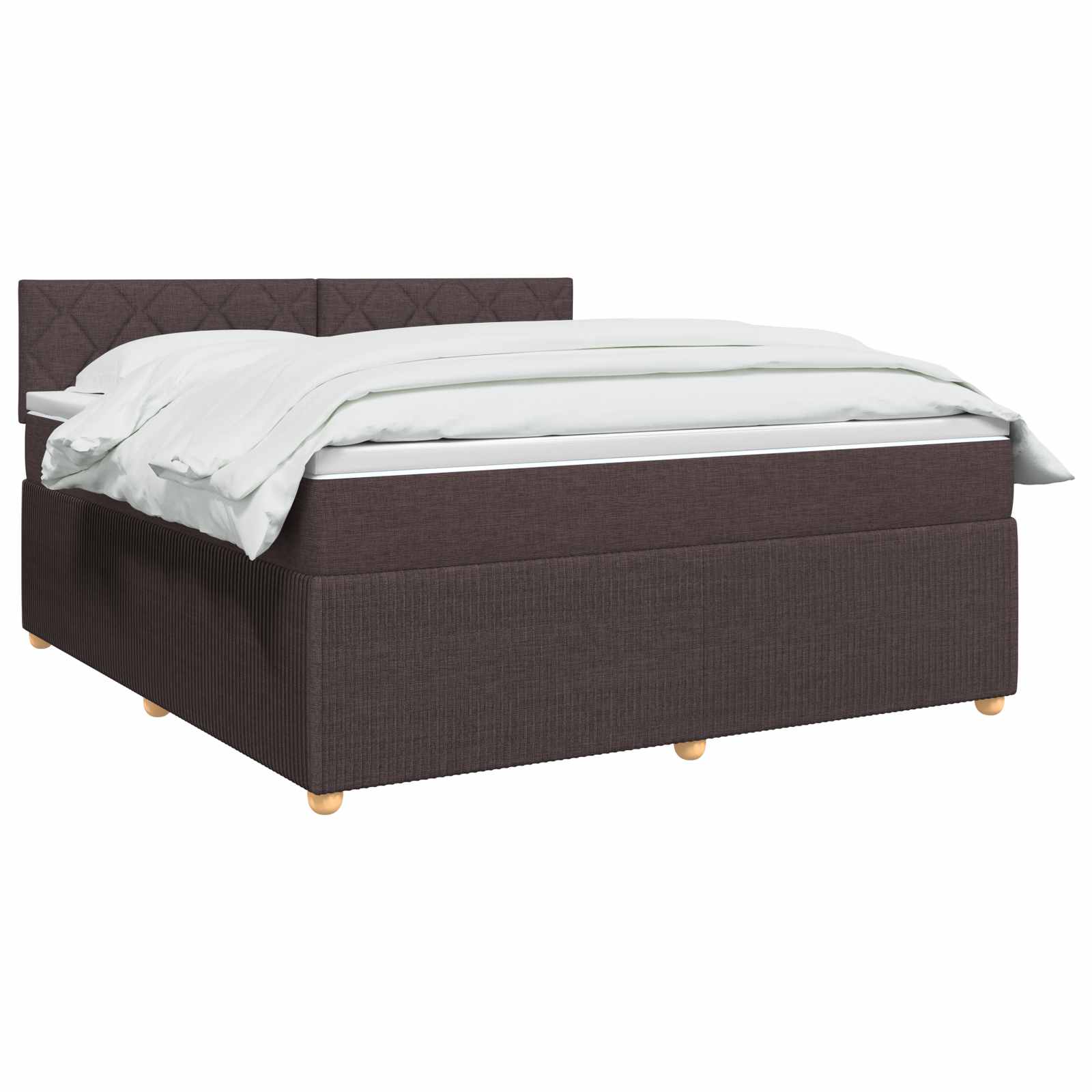 Κρεβάτι box spring με στρώμα Σκούρο Καφέ 180 x 200 cm Ύφασμα - Pakobazaar