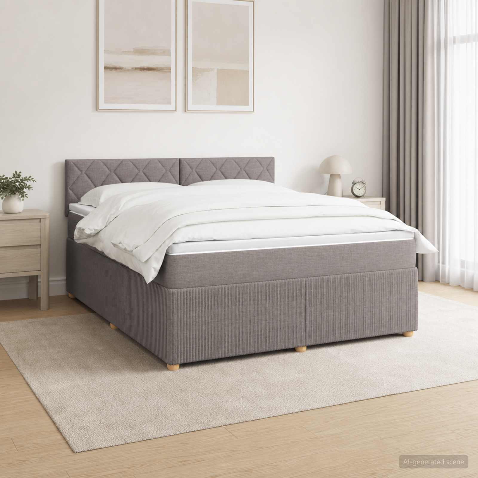 Κρεβάτι box spring με στρώμα Taupe 180 x 200 cm Ύφασμα - Pakobazaar