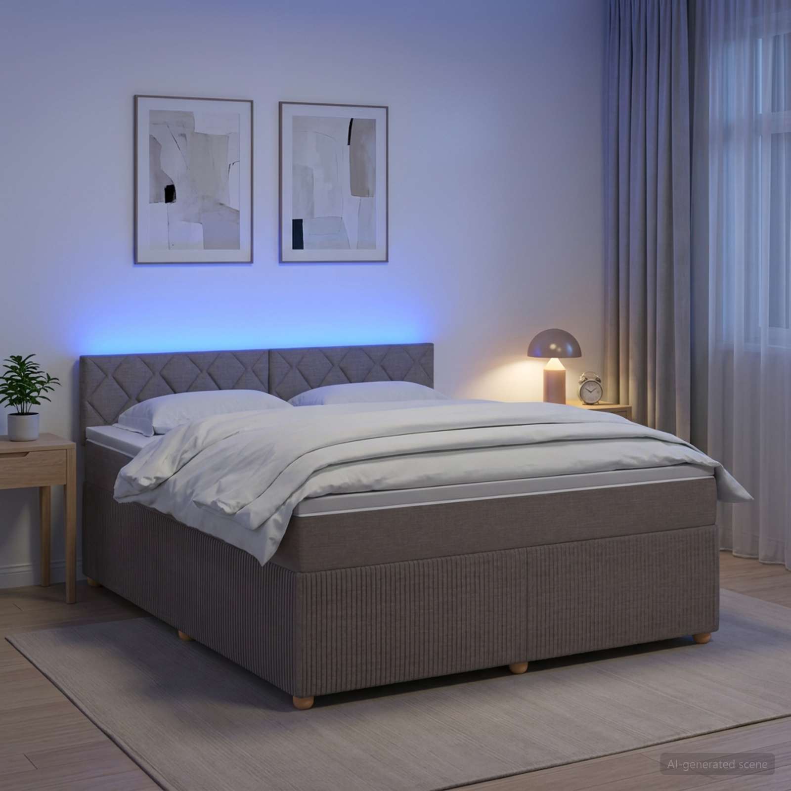 Κρεβάτι box spring με στρώμα Taupe 180 x 200 cm Ύφασμα - Pakobazaar
