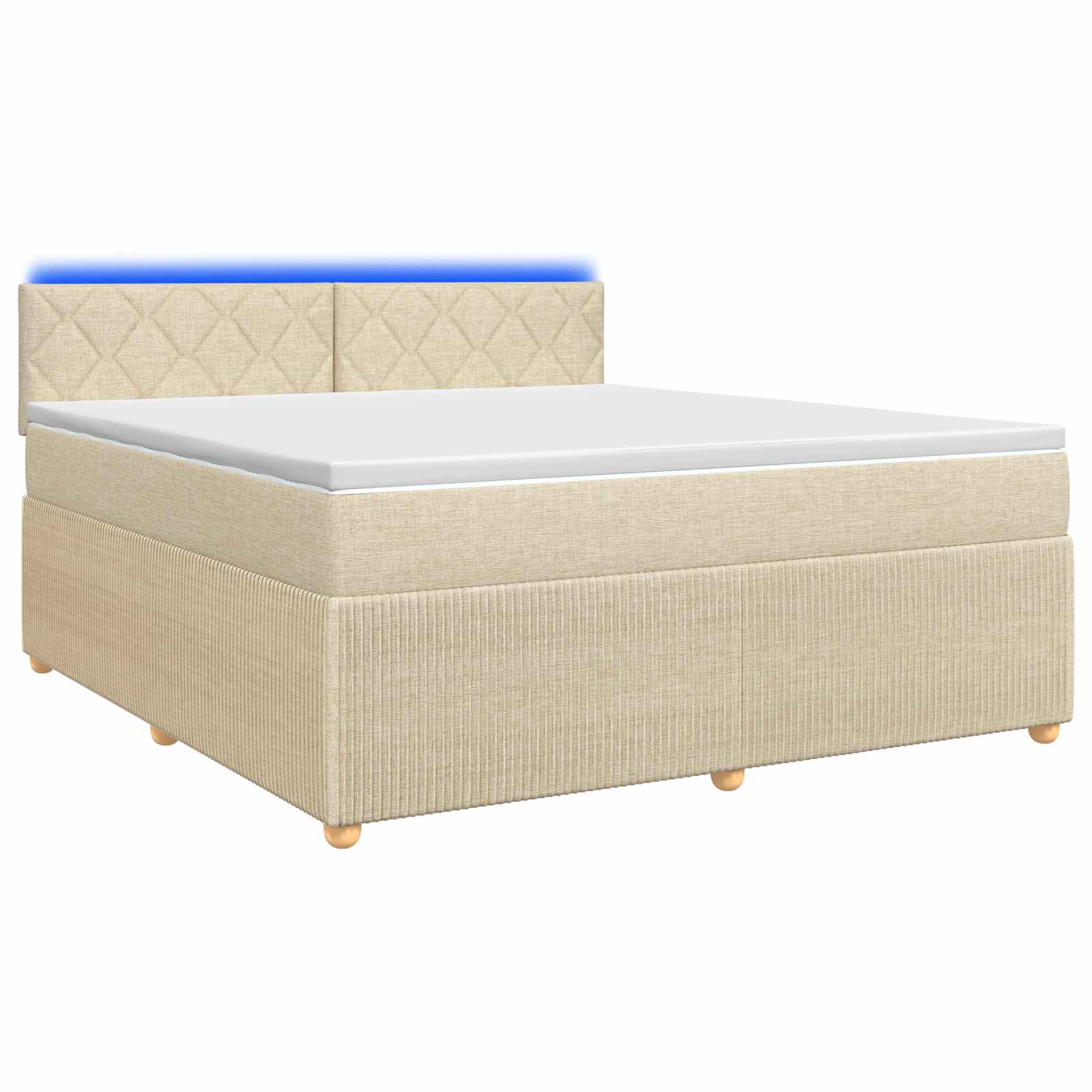 Κρεβάτι box spring με στρώμα Κρεμ 180 x 200 cm Ύφασμα - Pakobazaar