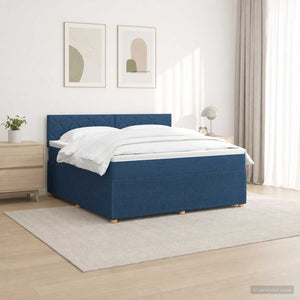 Κρεβάτι box spring με στρώμα Μπλε 160 x 200 cm Ύφασμα - Pakobazaar