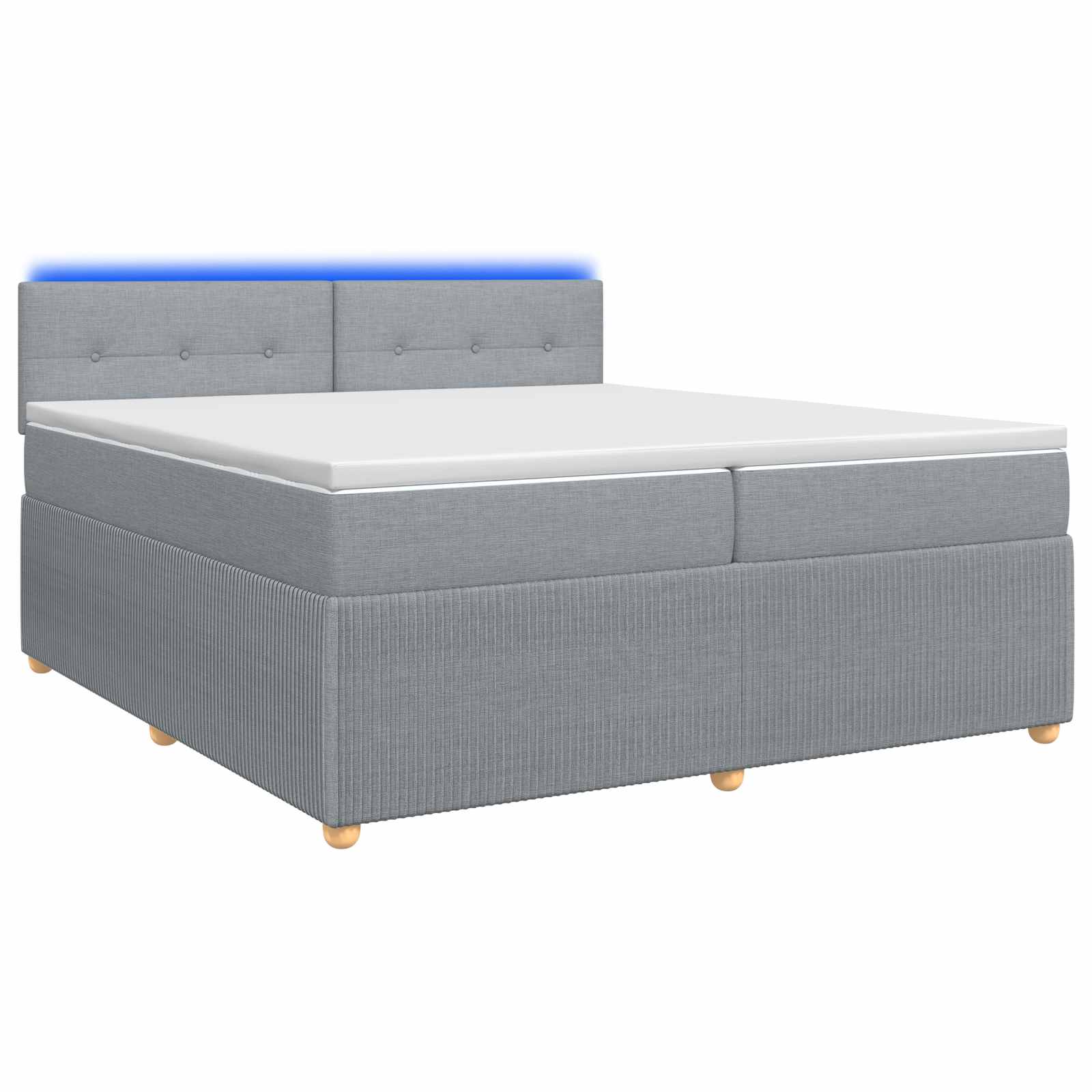 Κρεβάτι box spring με στρώμα Ανοιχτό γκρι 200 x 200 cm Ύφασμα - Pakobazaar