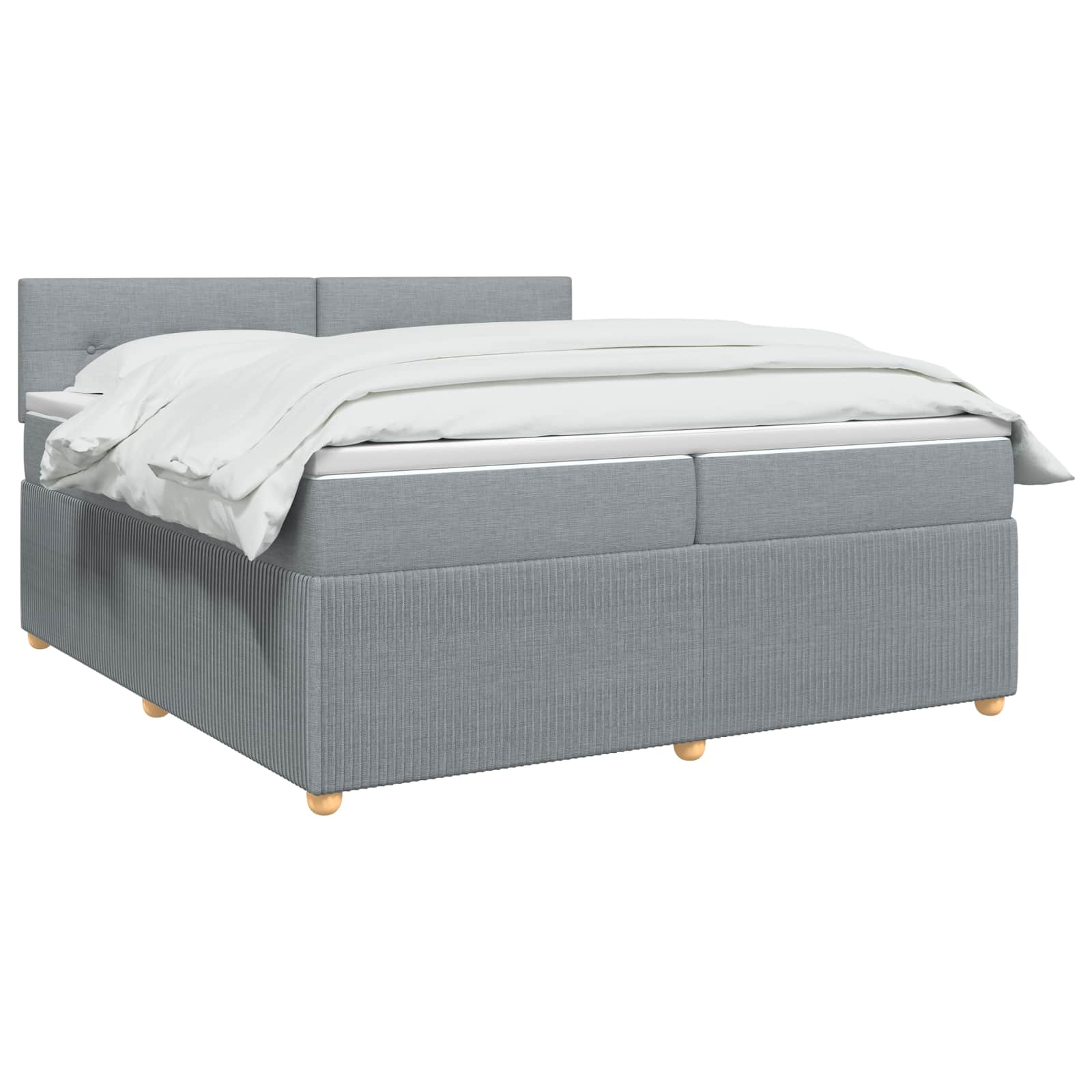 Κρεβάτι box spring με στρώμα Ανοιχτό γκρι 200 x 200 cm Ύφασμα - Pakobazaar