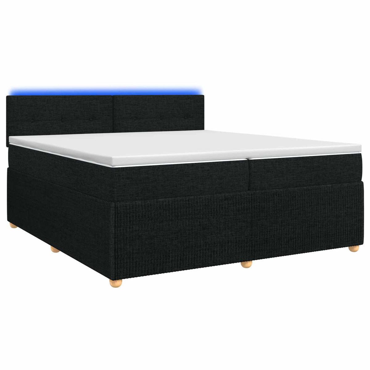 Κρεβάτι box spring με στρώμα Μαύρο 200 x 200 cm Ύφασμα - Pakobazaar