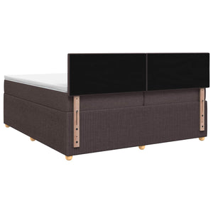 Κρεβάτι box spring με στρώμα Σκούρο Καφέ 200 x 200 cm Ύφασμα - Pakobazaar