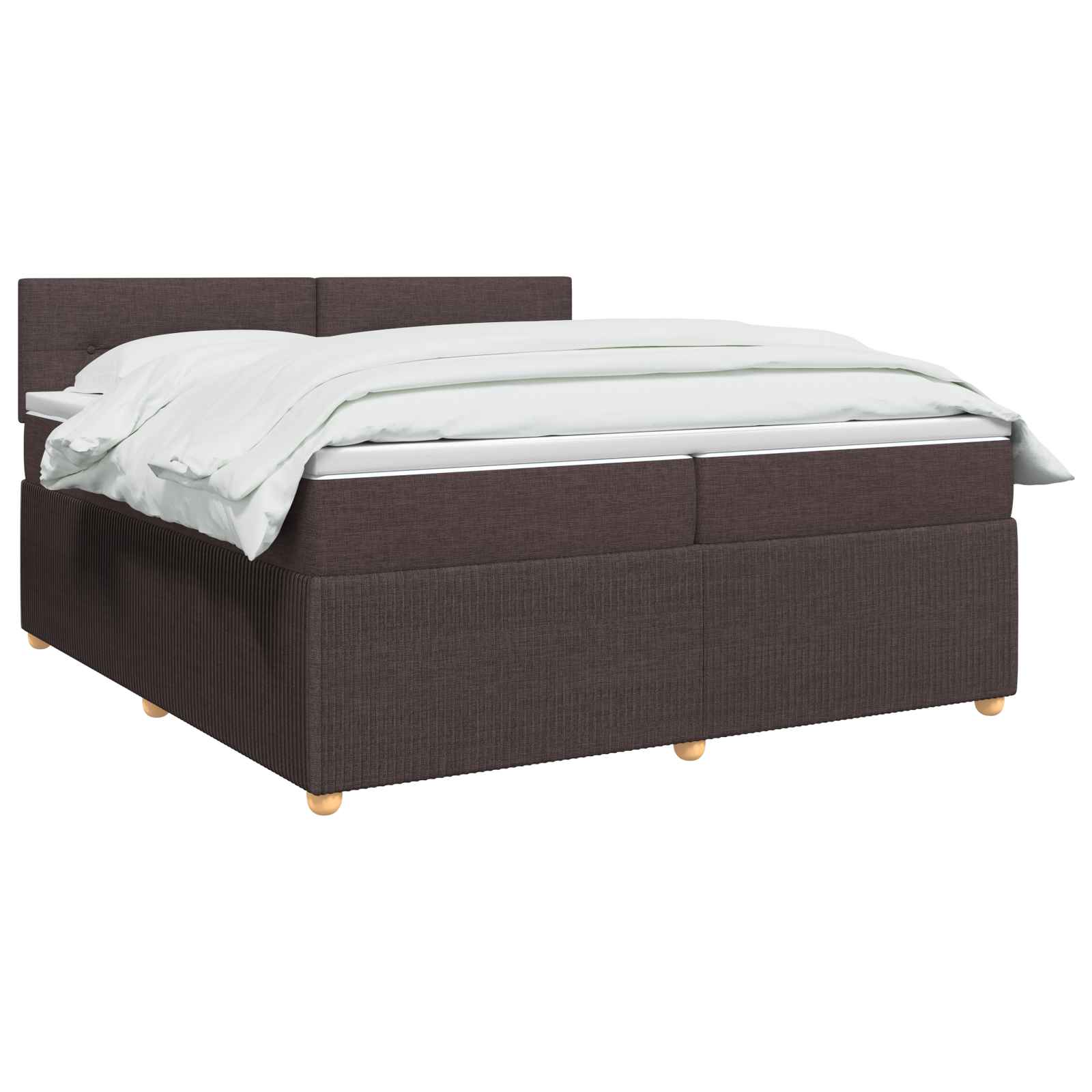 Κρεβάτι box spring με στρώμα Σκούρο Καφέ 200 x 200 cm Ύφασμα - Pakobazaar