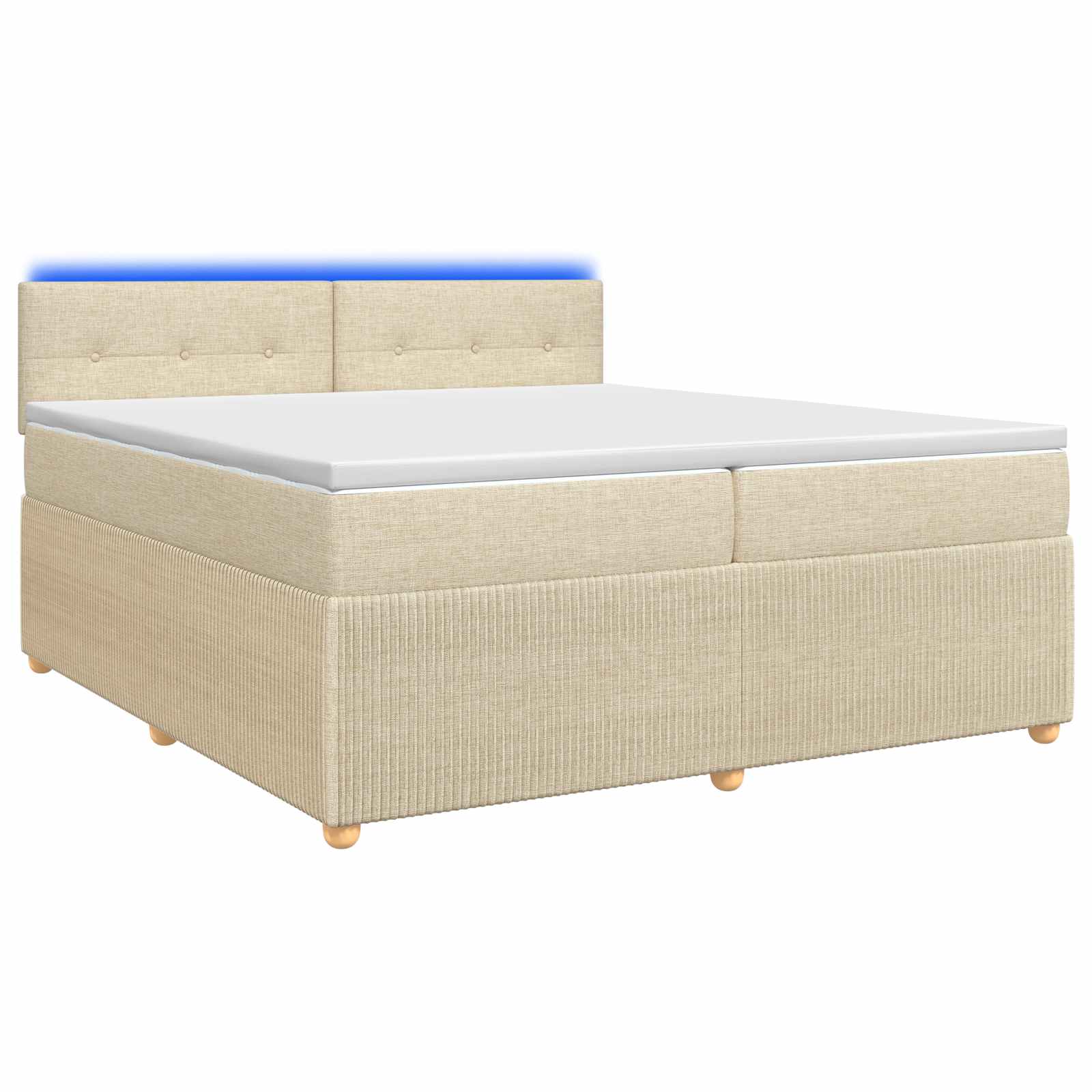Κρεβάτι box spring με στρώμα Κρεμ 200 x 200 cm Ύφασμα - Pakobazaar