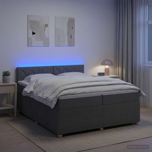 Κρεβάτι box spring με στρώμα Σκούρο Γκρι 200 x 200 cm Ύφασμα - Pakobazaar