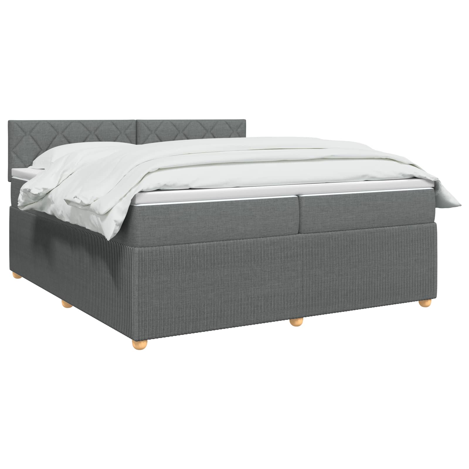 Κρεβάτι box spring με στρώμα Σκούρο Γκρι 200 x 200 cm Ύφασμα - Pakobazaar