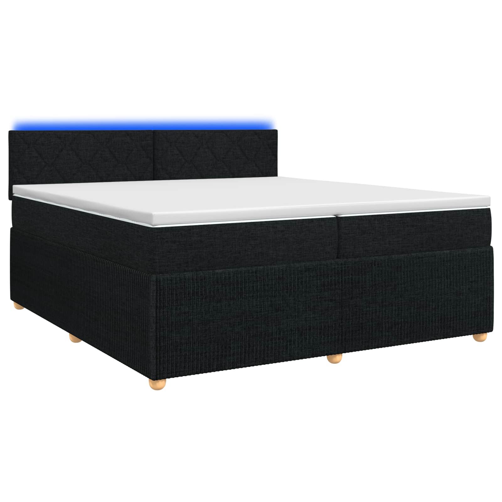 Κρεβάτι box spring με στρώμα Μαύρο 200 x 200 cm Ύφασμα - Pakobazaar