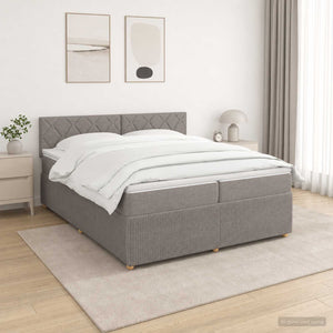 Κρεβάτι box spring με στρώμα Taupe 200 x 200 cm Ύφασμα - Pakobazaar