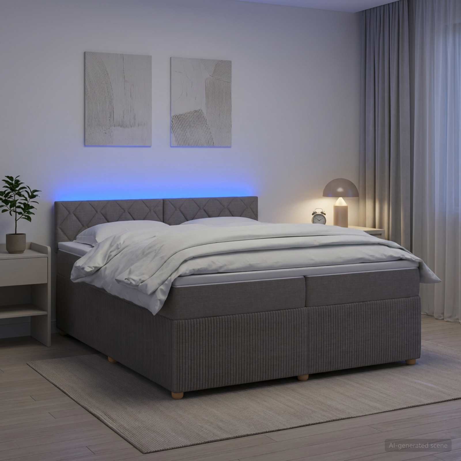 Κρεβάτι box spring με στρώμα Taupe 200 x 200 cm Ύφασμα - Pakobazaar