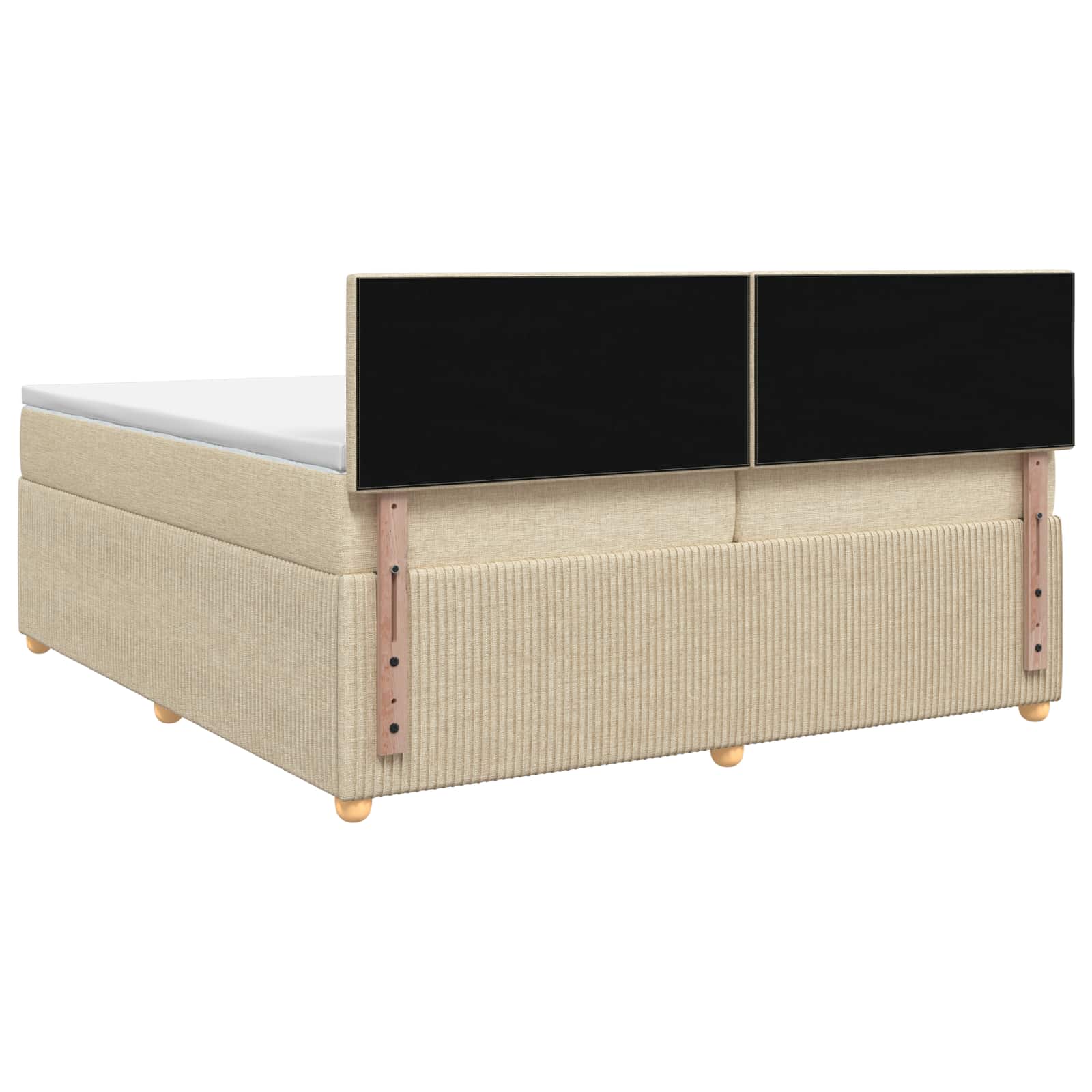 Κρεβάτι box spring με στρώμα Κρεμ 200 x 200 cm Ύφασμα - Pakobazaar