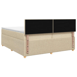 Κρεβάτι box spring με στρώμα Κρεμ 200 x 200 cm Ύφασμα - Pakobazaar