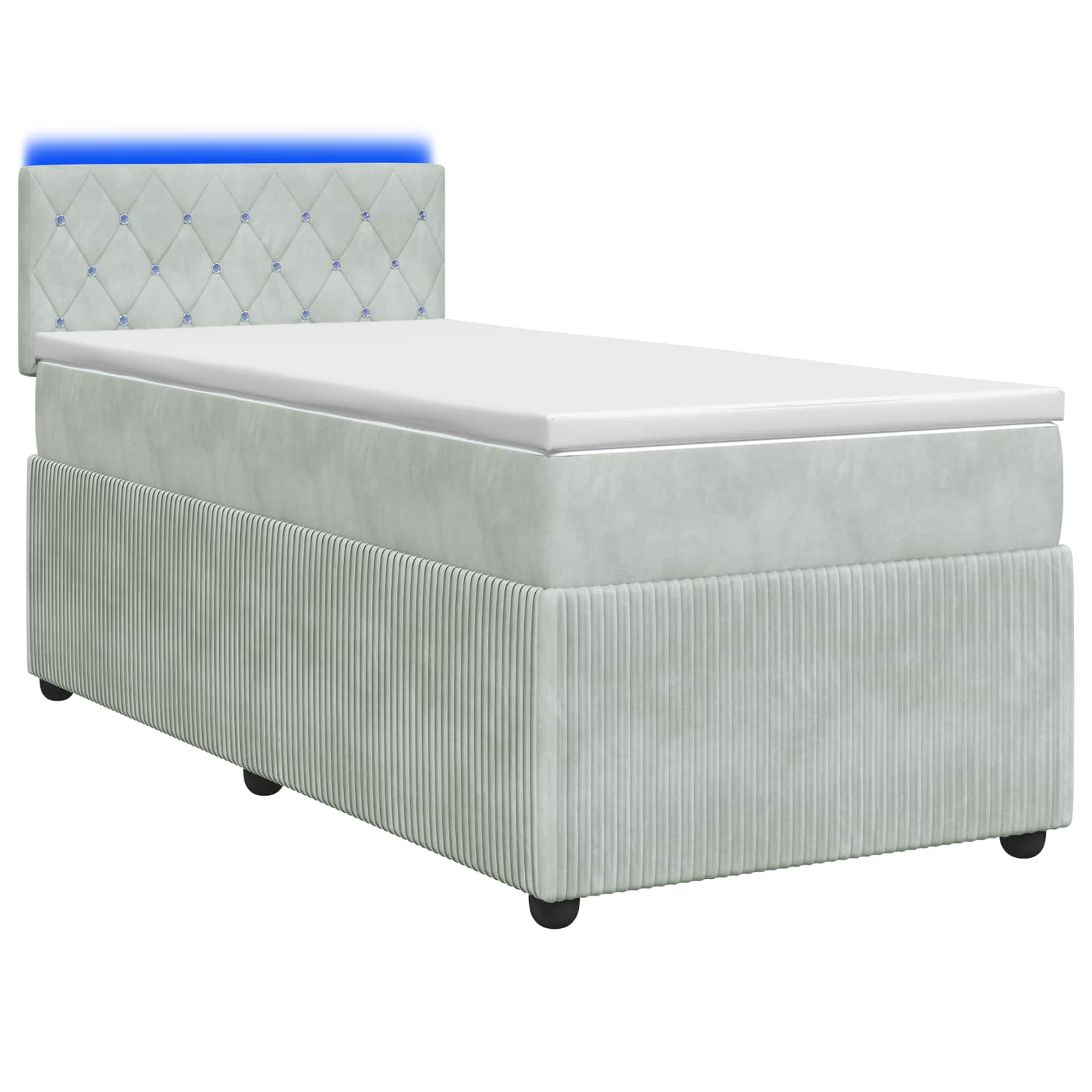 Κρεβάτι box spring με στρώμα Ανοιχτό γκρι 80 x 200 cm Βελούδο - Pakobazaar