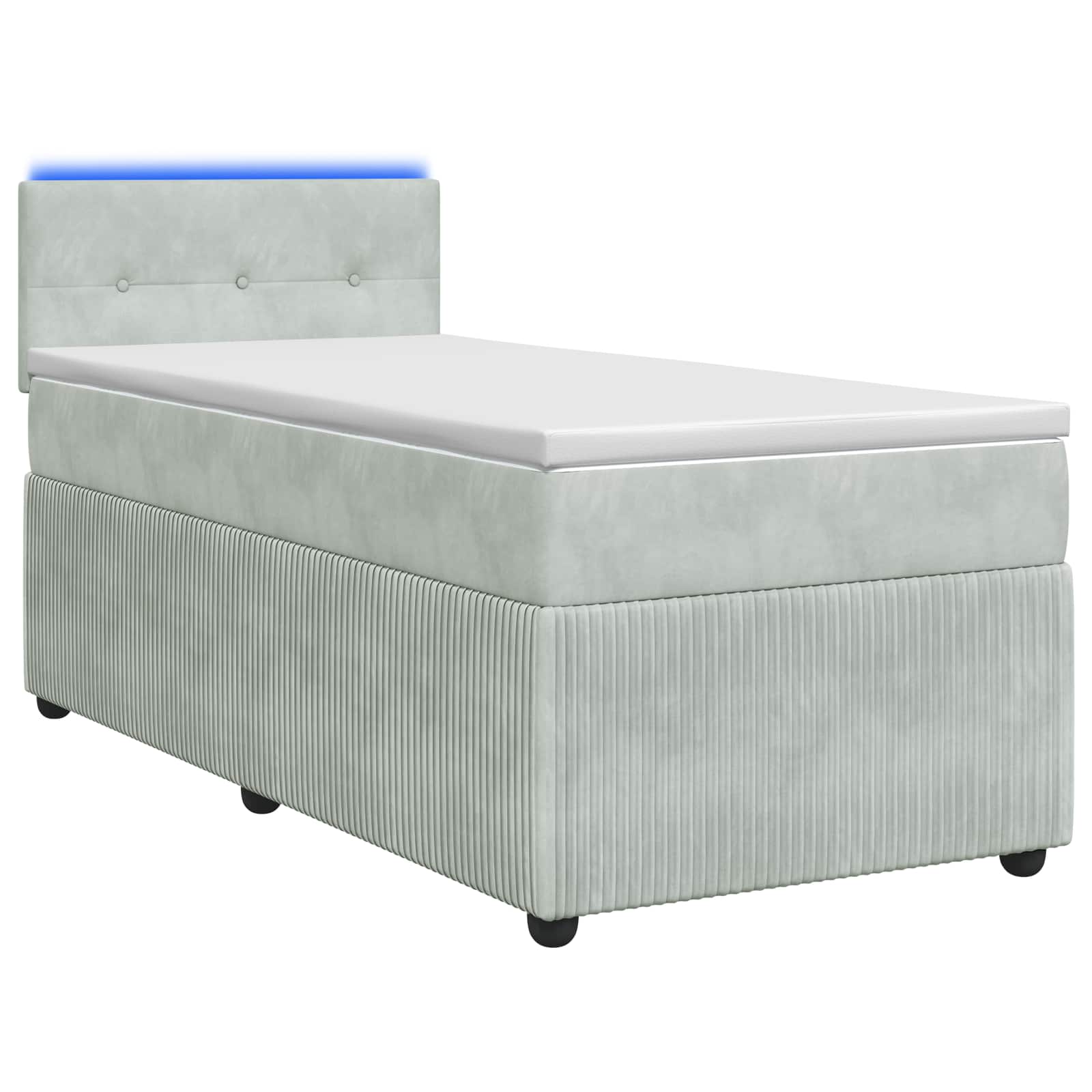 Κρεβάτι box spring με στρώμα Ανοιχτό γκρι 80 x 200 cm Βελούδο - Pakobazaar