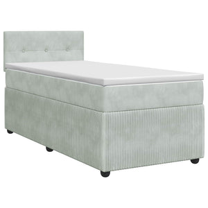 Κρεβάτι box spring με στρώμα Ανοιχτό γκρι 80 x 200 cm Βελούδο - Pakobazaar