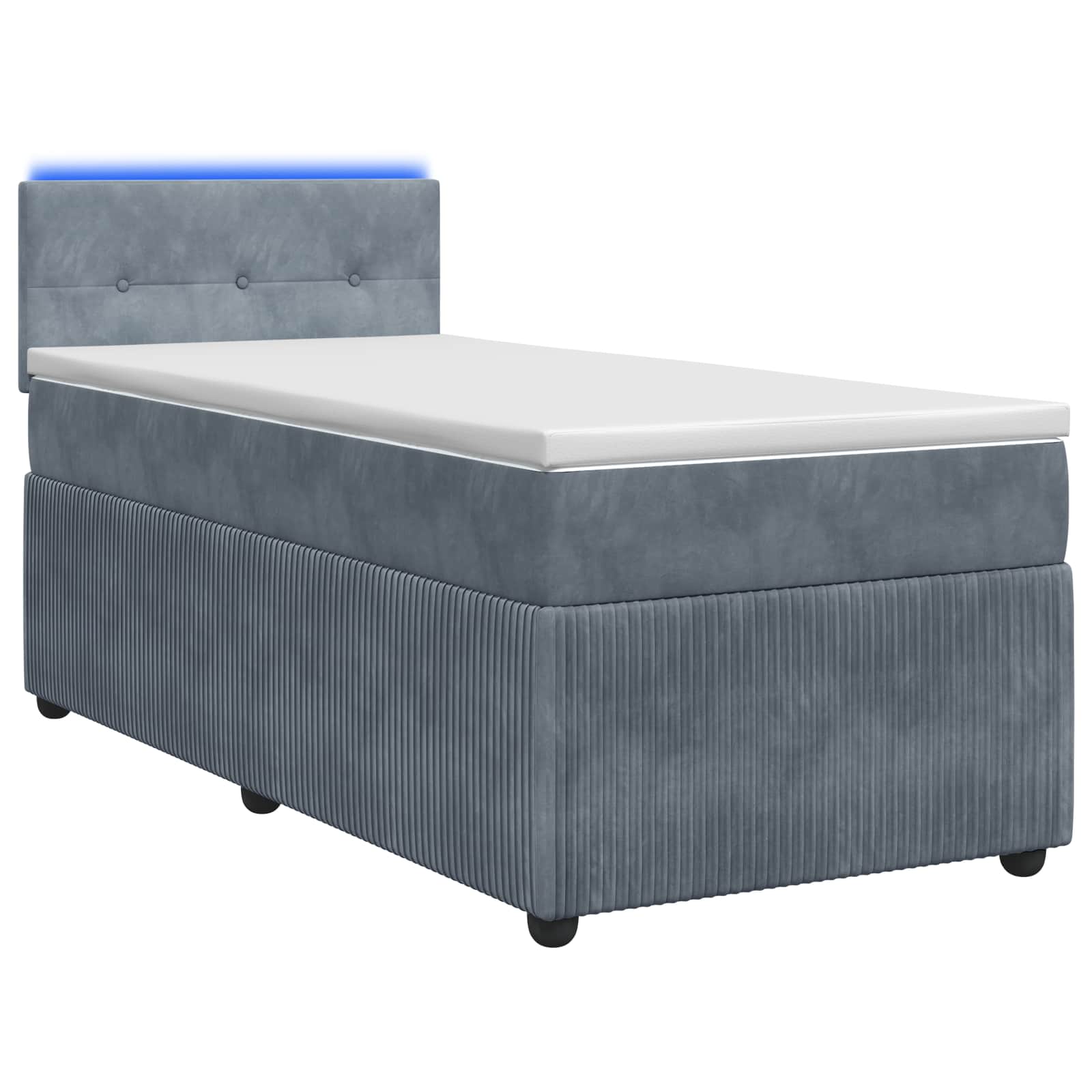Κρεβάτι box spring με στρώμα Σκούρο Γκρι 80 x 200 cm Βελούδο - Pakobazaar
