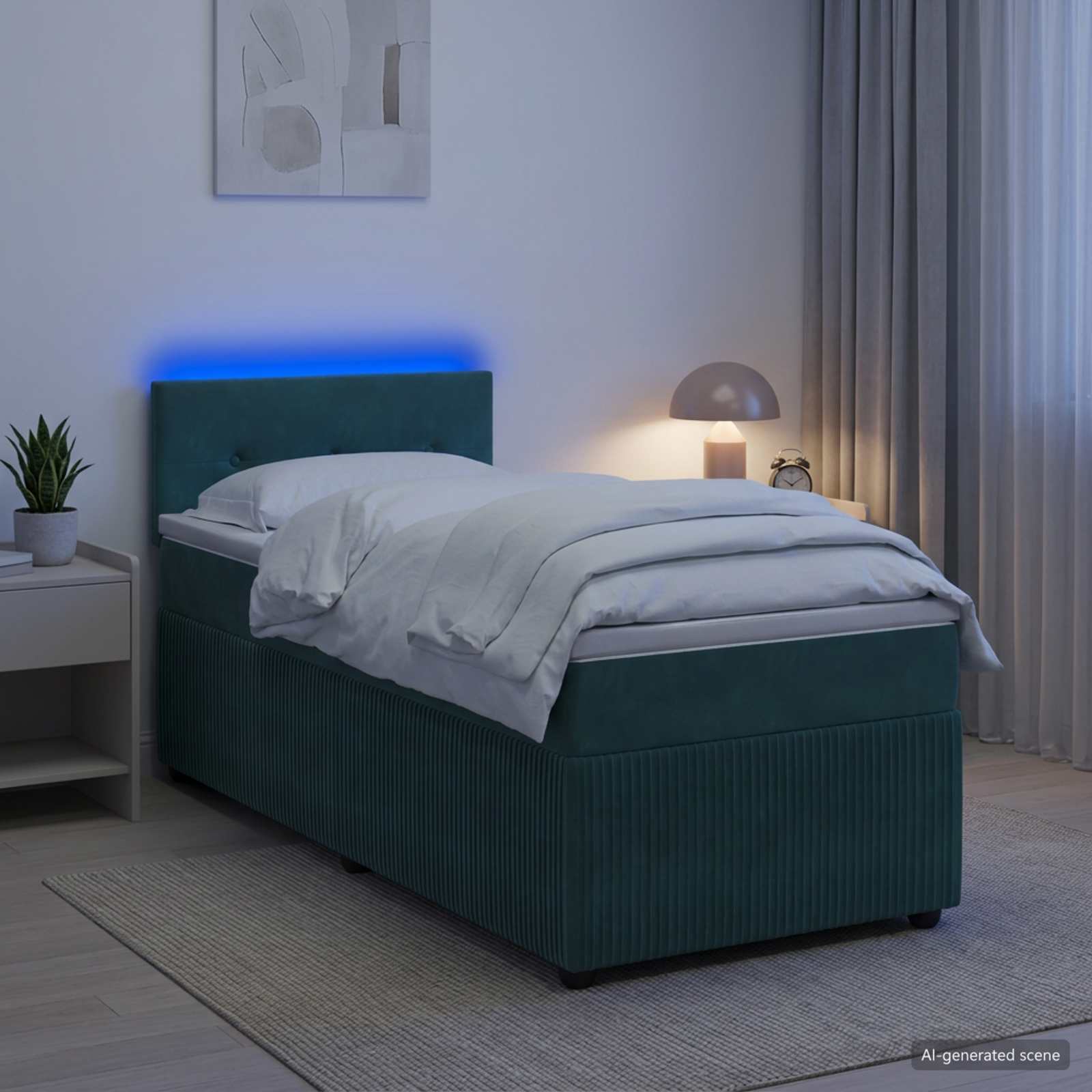 Κρεβάτι box spring με στρώμα Σκούρο Πράσινο 100 x 200 cm - Pakobazaar