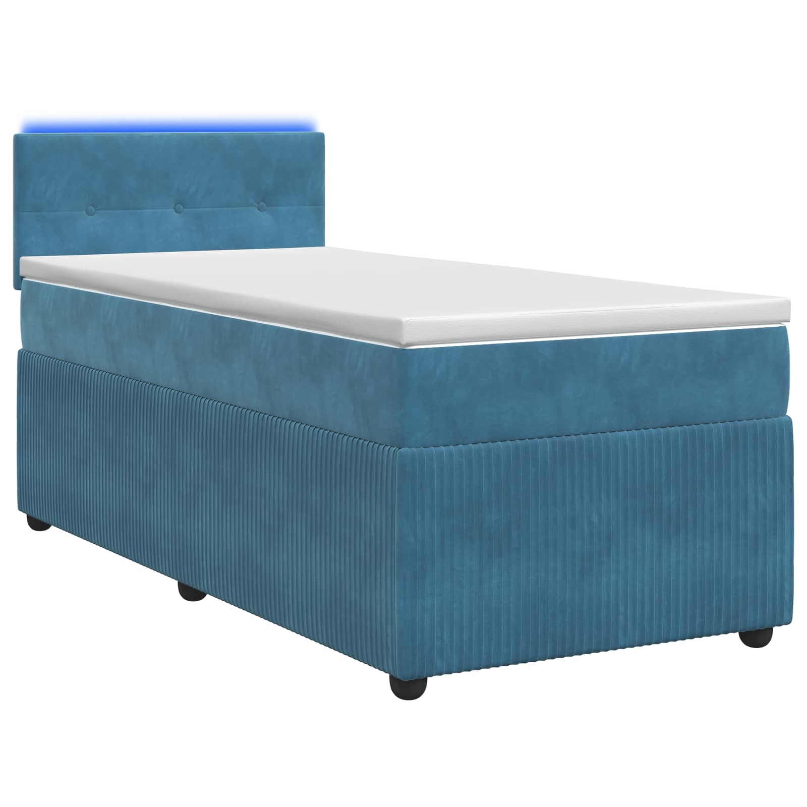 Κρεβάτι box spring με στρώμα Μπλε 80 x 200 cm Βελούδο - Pakobazaar