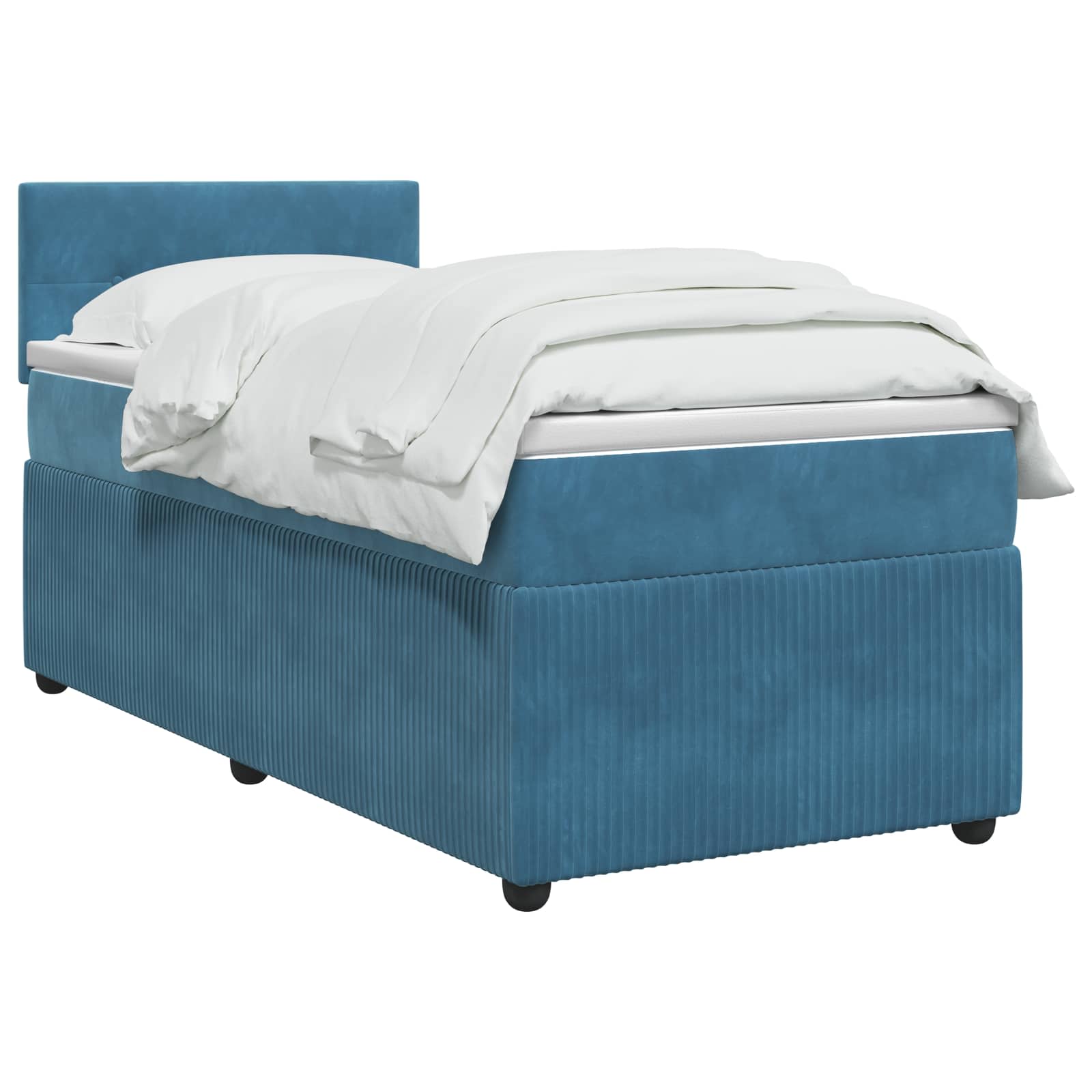 Κρεβάτι box spring με στρώμα Μπλε 80 x 200 cm Βελούδο - Pakobazaar