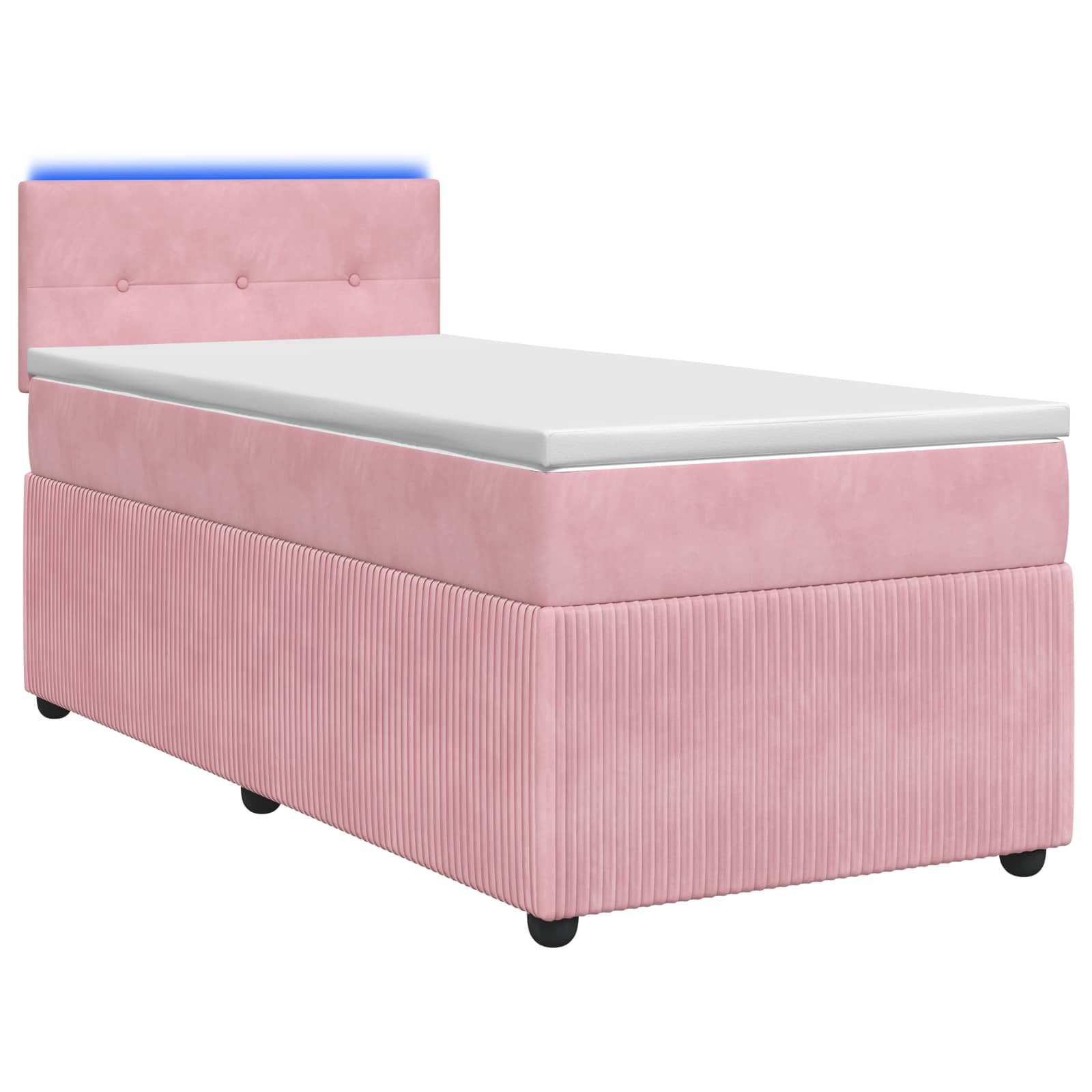 Κρεβάτι box spring με στρώμα Ροζ 80 x 200 cm Βελούδο - Pakobazaar