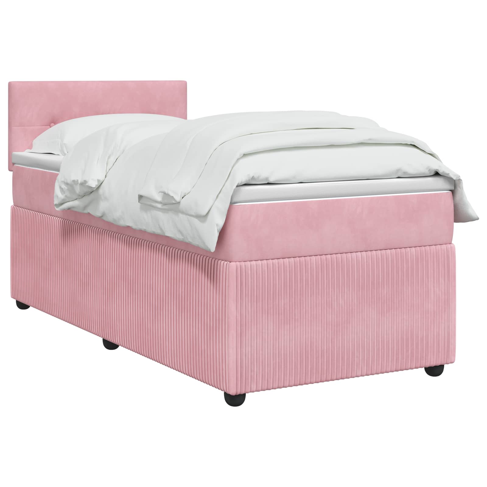 Κρεβάτι box spring με στρώμα Ροζ 80 x 200 cm Βελούδο - Pakobazaar