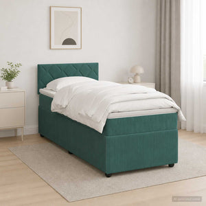 Κρεβάτι box spring με στρώμα Σκούρο Πράσινο 80 x 200 cm Βελούδο - Pakobazaar