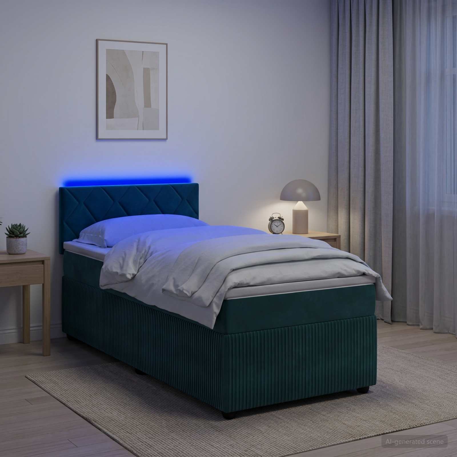 Κρεβάτι box spring με στρώμα Σκούρο Πράσινο 80 x 200 cm Βελούδο - Pakobazaar