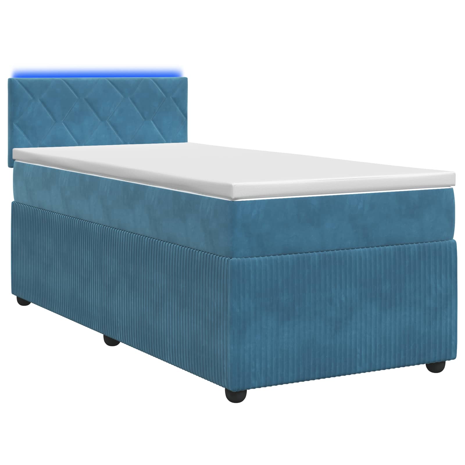 Κρεβάτι box spring με στρώμα Μπλε 80 x 200 cm Βελούδο - Pakobazaar