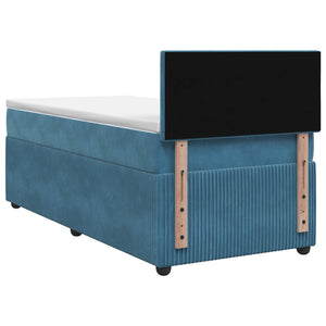 Κρεβάτι box spring με στρώμα Μπλε 80 x 200 cm Βελούδο - Pakobazaar