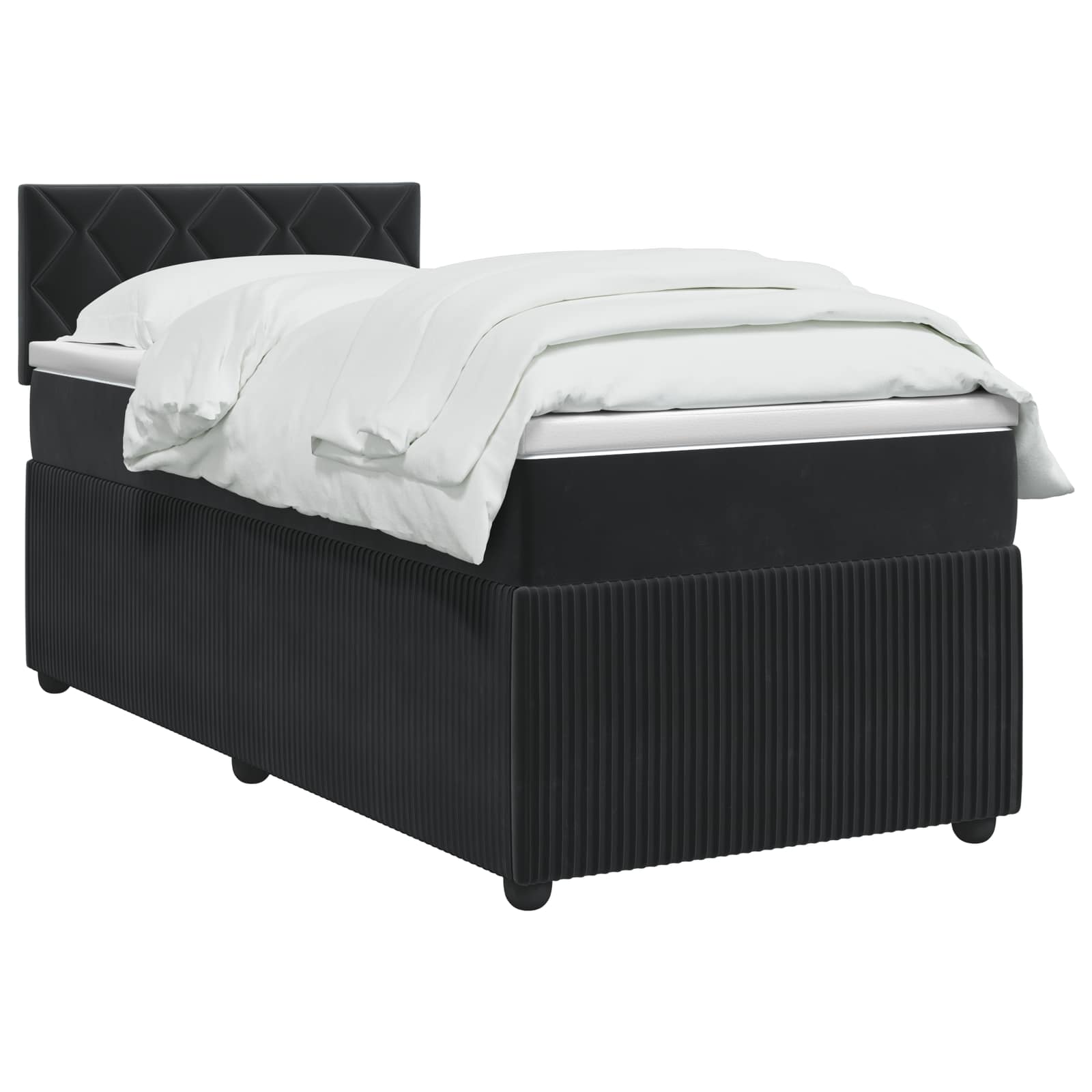 Κρεβάτι box spring με στρώμα Μαύρο 90 x 190 cm Βελούδο