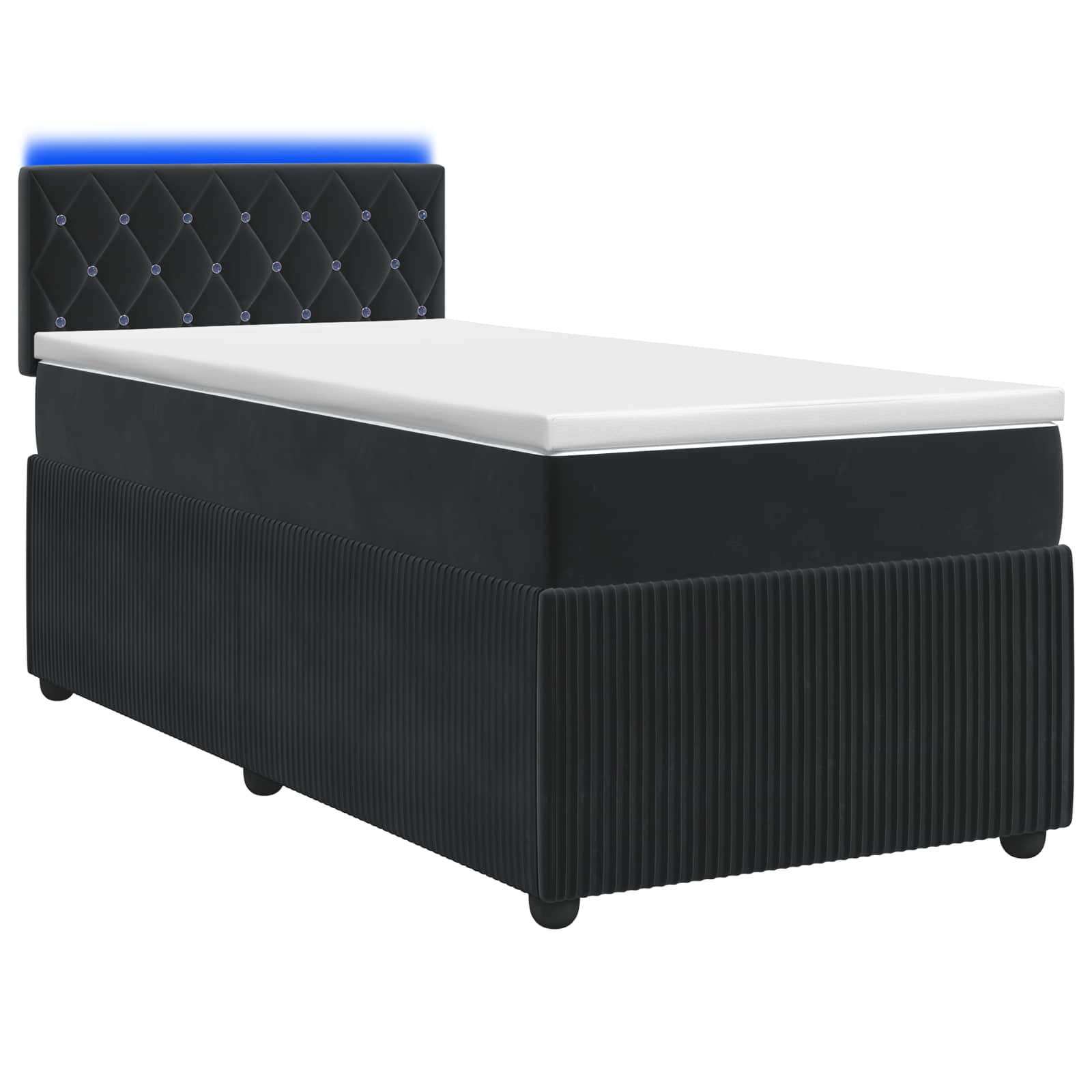 Κρεβάτι box spring με στρώμα Μαύρο 90 x 200 cm Βελούδο - Pakobazaar