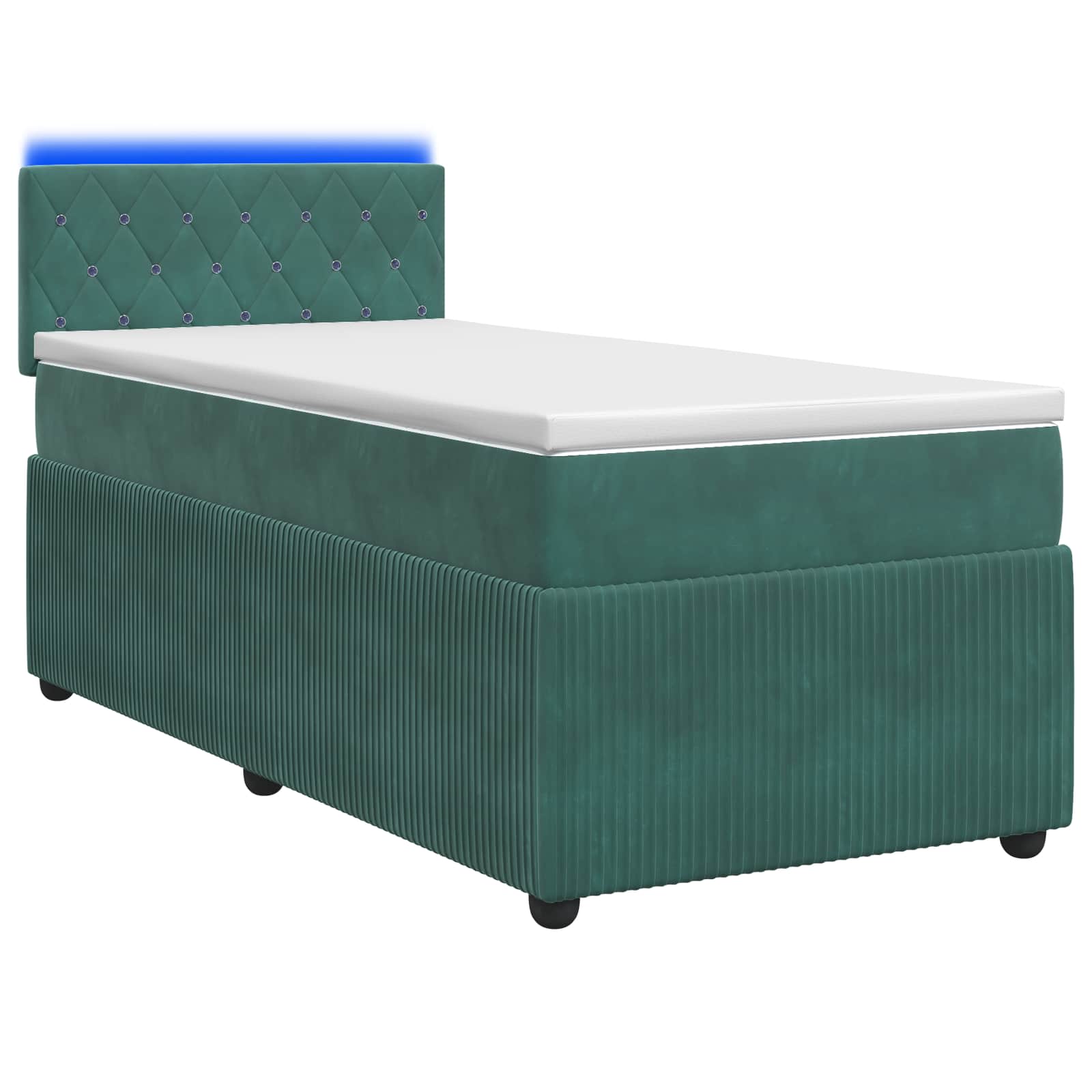 Κρεβάτι box spring με στρώμα Σκούρο Πράσινο 90 x 200 cm Βελούδο