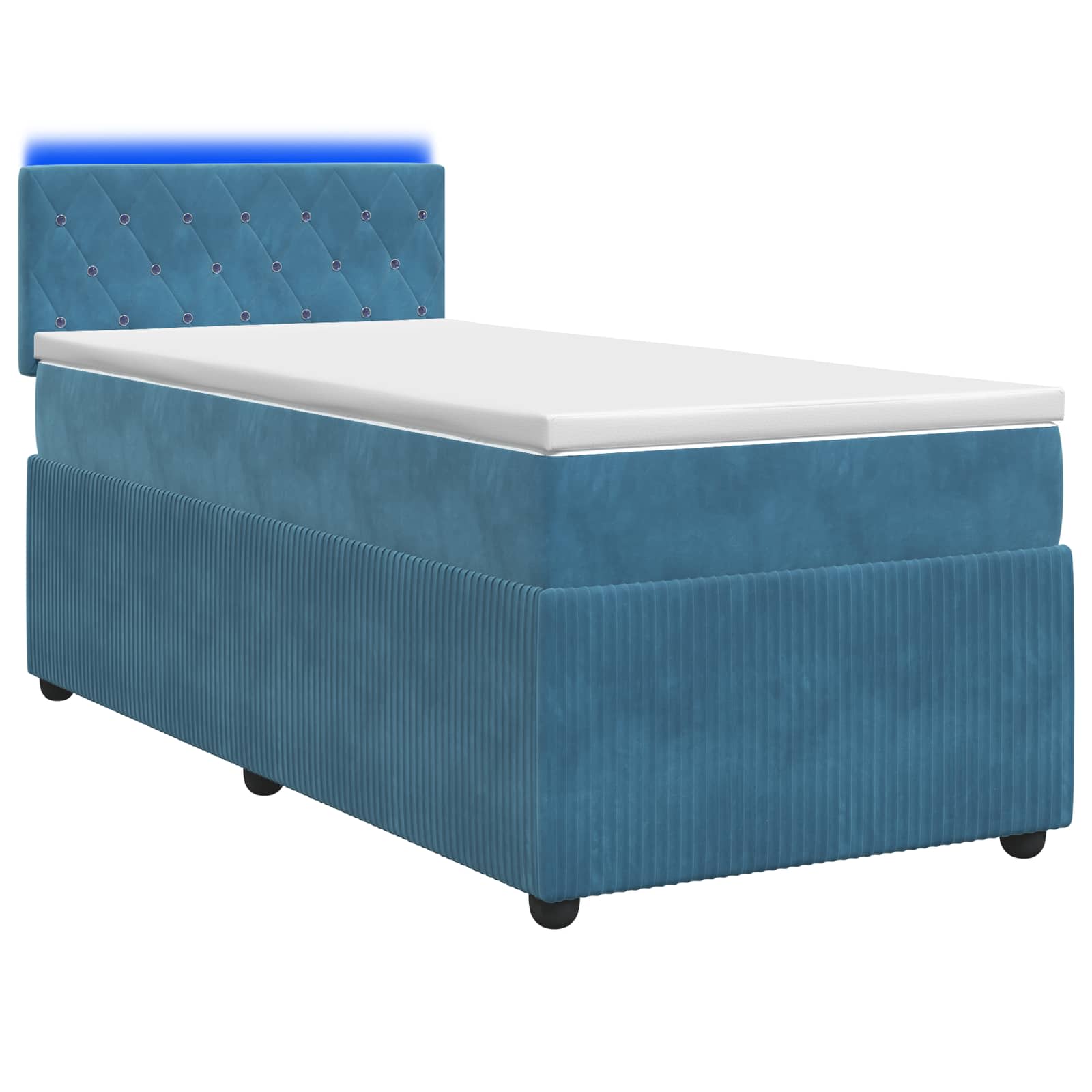 Κρεβάτι box spring με στρώμα Μπλε 90 x 200 cm Βελούδο