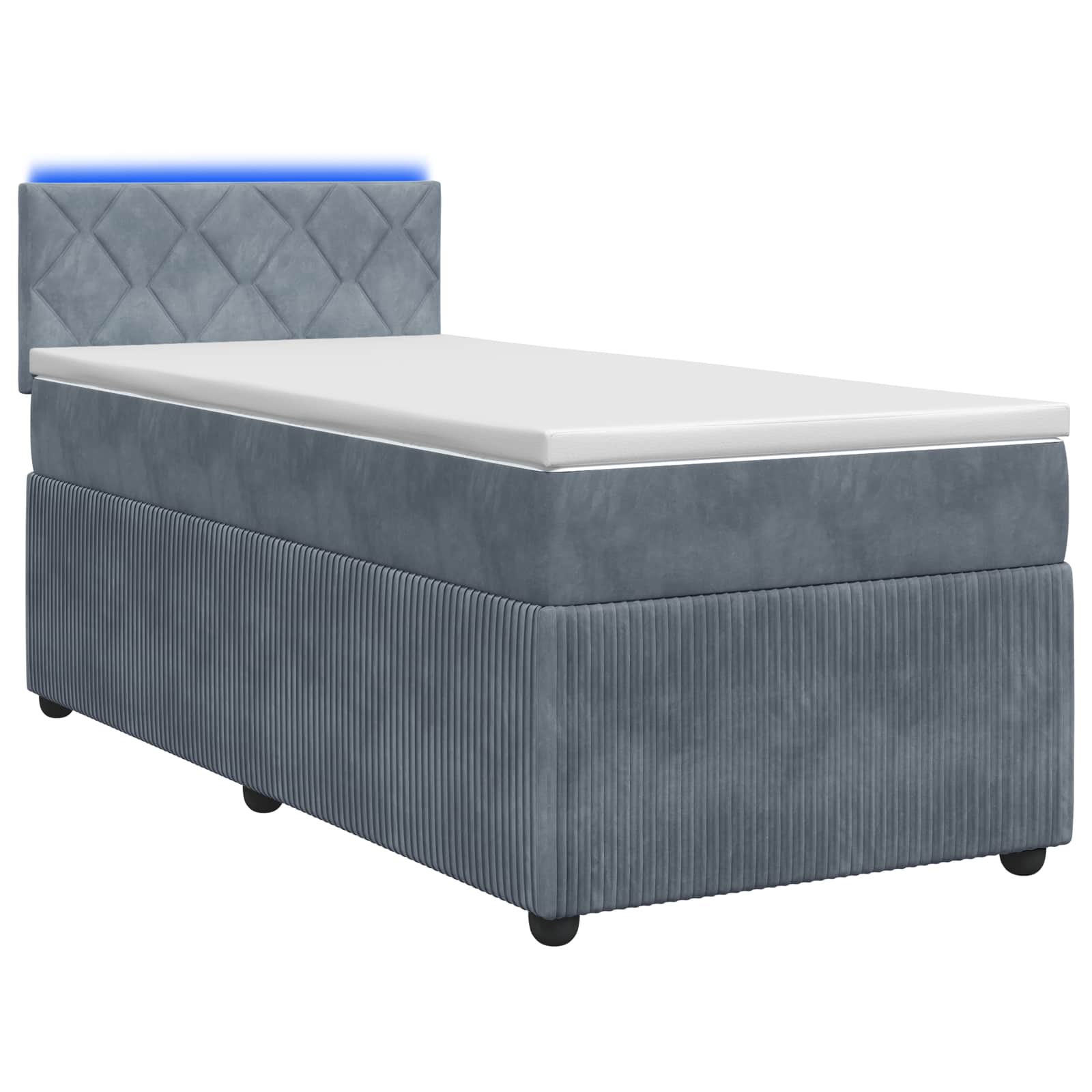 Κρεβάτι box spring με στρώμα Σκούρο Γκρι 90 x 200 cm Βελούδο