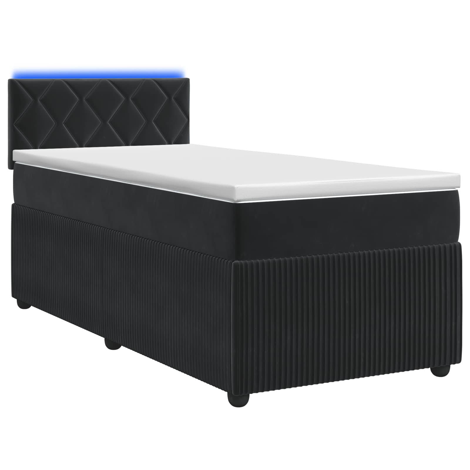 Κρεβάτι box spring με στρώμα Μαύρο 90 x 200 cm Βελούδο - Pakobazaar
