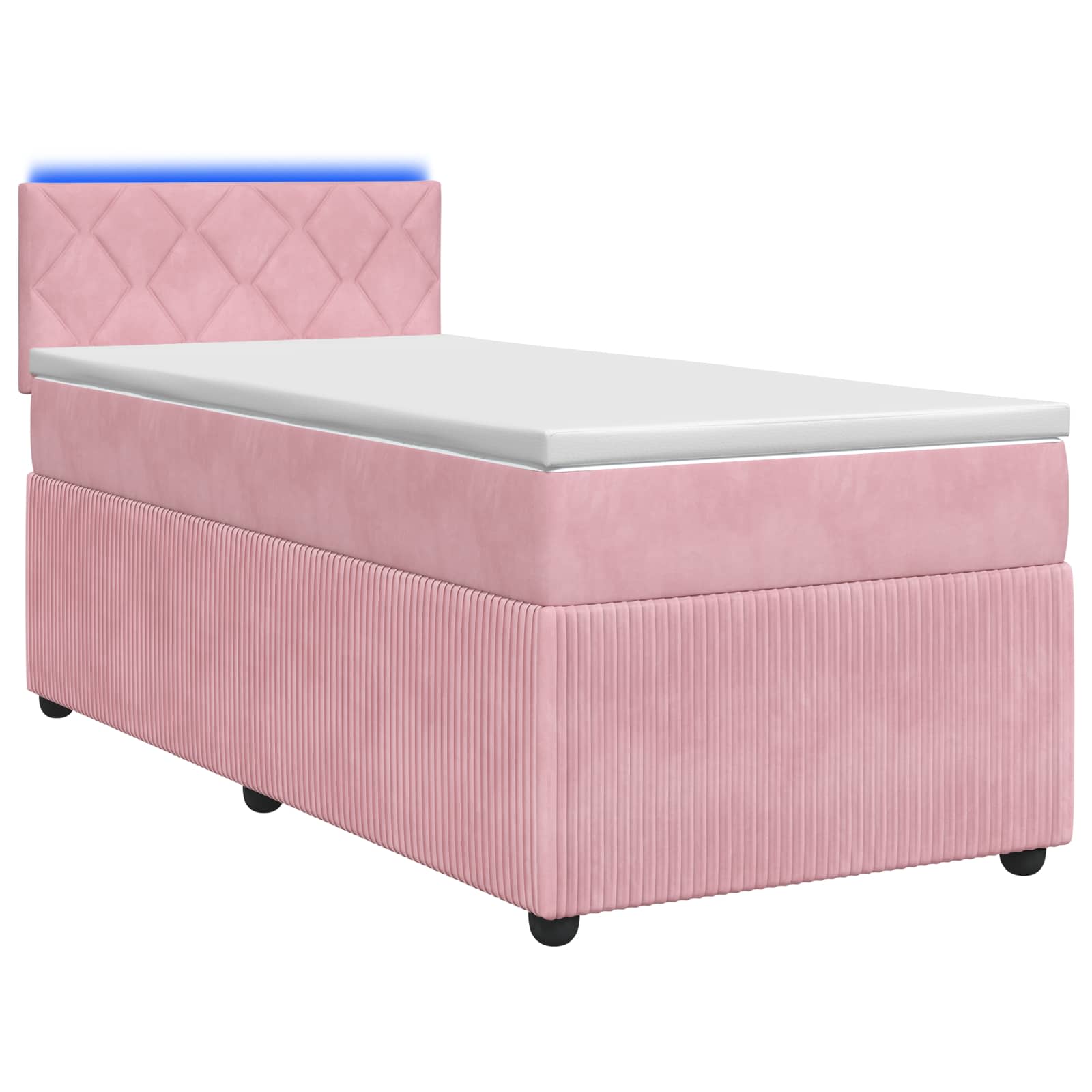 Κρεβάτι box spring με στρώμα Ροζ 90 x 200 cm Βελούδο - Pakobazaar