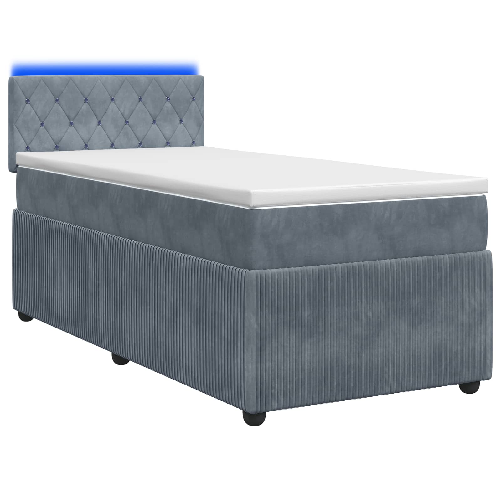 Κρεβάτι box spring με στρώμα Σκούρο Γκρι 100 x 200 cm Βελούδο - Pakobazaar