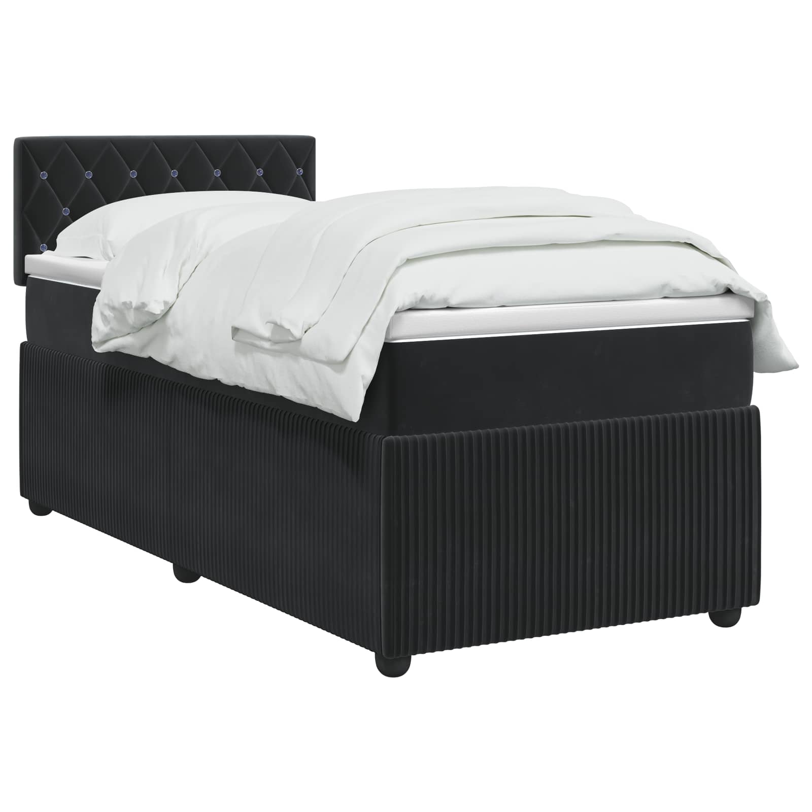 Κρεβάτι box spring με στρώμα Μαύρο 100 x 200 cm Βελούδο - Pakobazaar