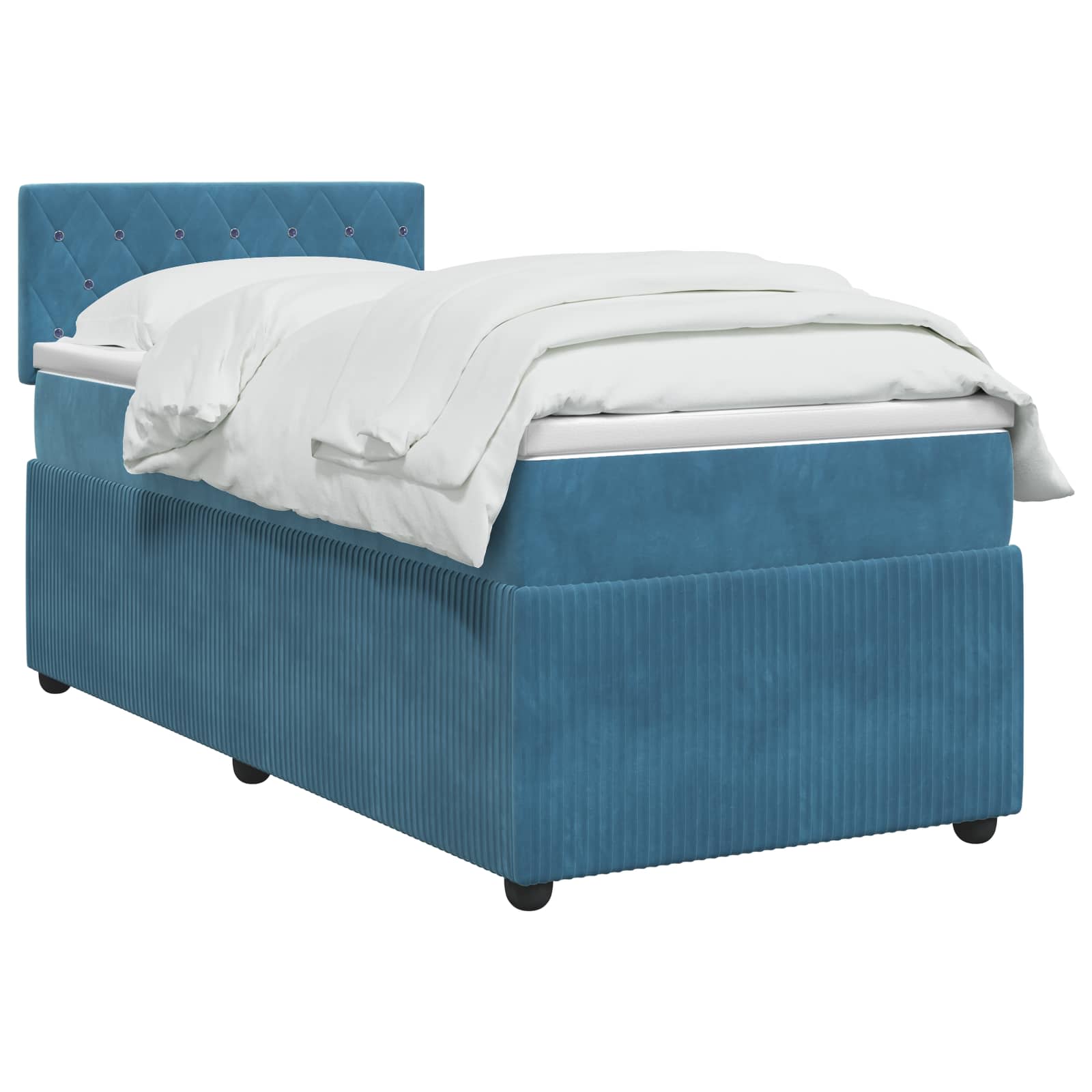 Κρεβάτι box spring με στρώμα Μπλε 100 x 200 cm Βελούδο